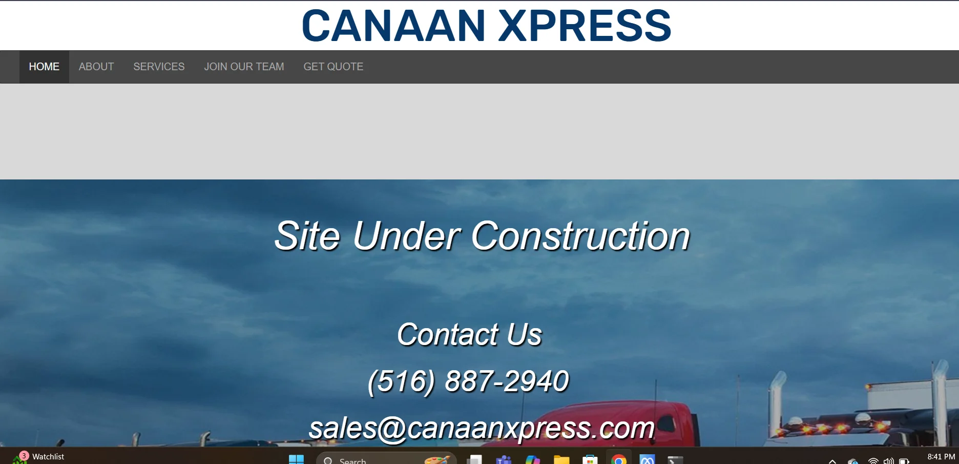Canaan Xpress website before redesign